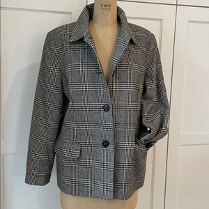 Requirements Black and White Plaid Blazer